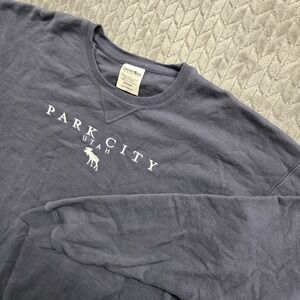 ComfortWash Park City Utah Moose Graphic Crewneck Sweatshirt Men Medium Blue